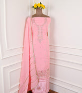 Organza Pink Unstitched Suit